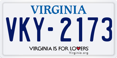 VA license plate VKY2173