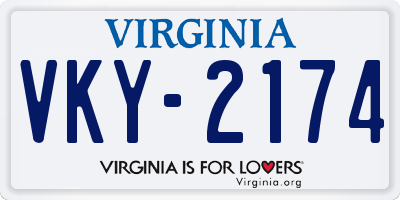 VA license plate VKY2174