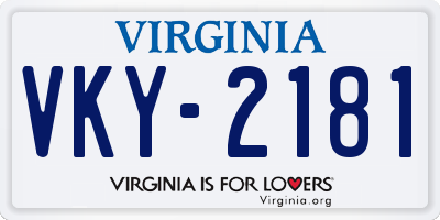 VA license plate VKY2181