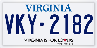 VA license plate VKY2182
