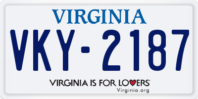 VA license plate VKY2187