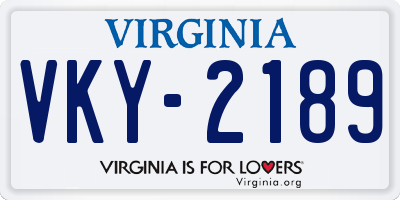 VA license plate VKY2189