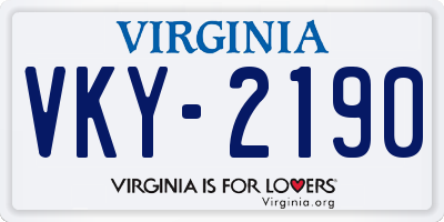 VA license plate VKY2190
