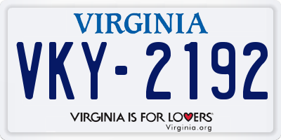 VA license plate VKY2192