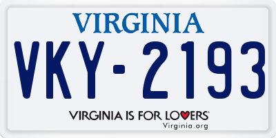 VA license plate VKY2193