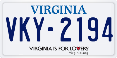 VA license plate VKY2194