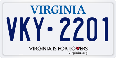 VA license plate VKY2201