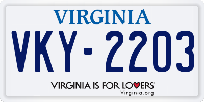 VA license plate VKY2203