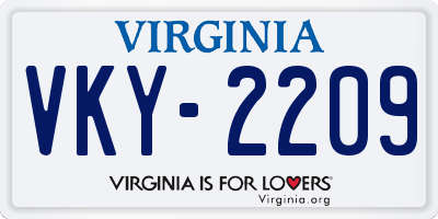 VA license plate VKY2209