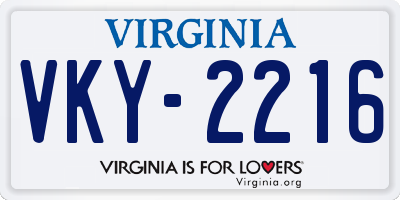 VA license plate VKY2216