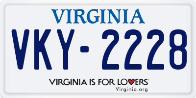 VA license plate VKY2228