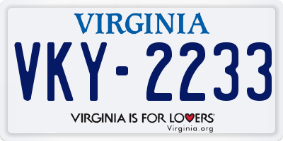 VA license plate VKY2233