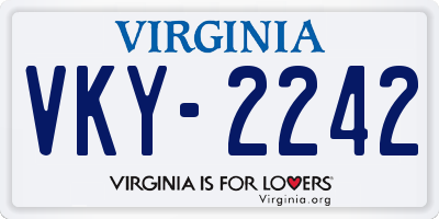 VA license plate VKY2242