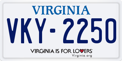 VA license plate VKY2250