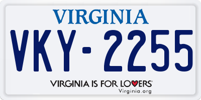 VA license plate VKY2255