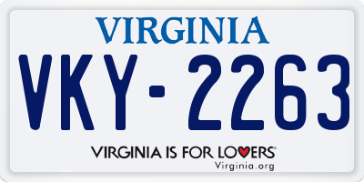 VA license plate VKY2263