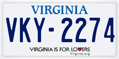 VA license plate VKY2274