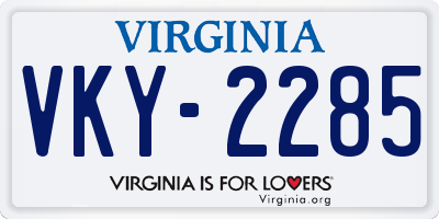 VA license plate VKY2285