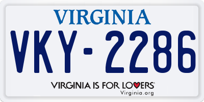 VA license plate VKY2286