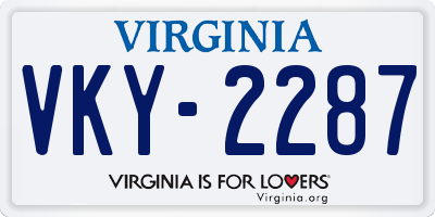 VA license plate VKY2287