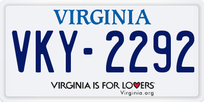 VA license plate VKY2292