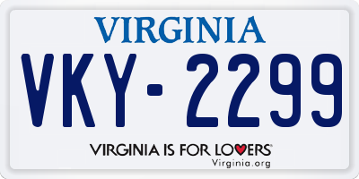 VA license plate VKY2299