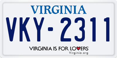 VA license plate VKY2311