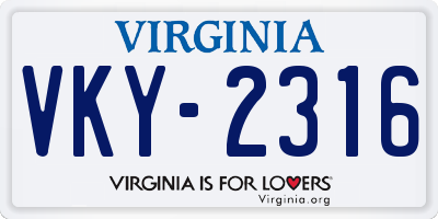 VA license plate VKY2316