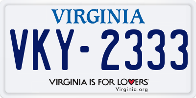 VA license plate VKY2333