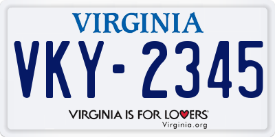VA license plate VKY2345
