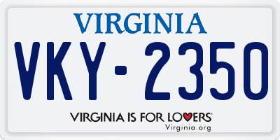 VA license plate VKY2350
