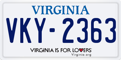 VA license plate VKY2363