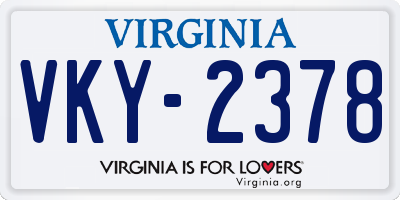 VA license plate VKY2378