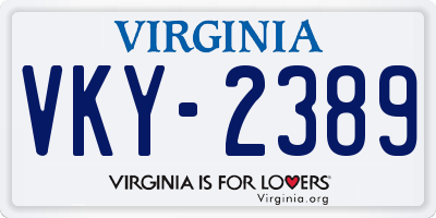 VA license plate VKY2389