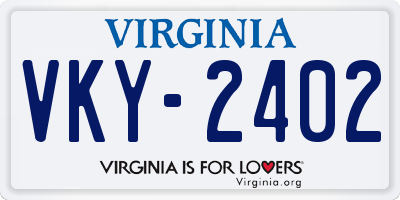 VA license plate VKY2402