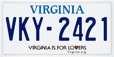 VA license plate VKY2421