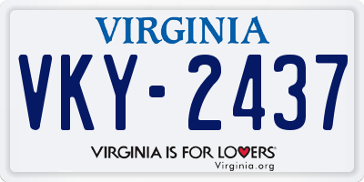 VA license plate VKY2437