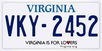 VA license plate VKY2452
