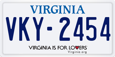 VA license plate VKY2454