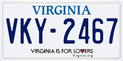 VA license plate VKY2467