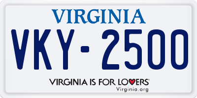 VA license plate VKY2500