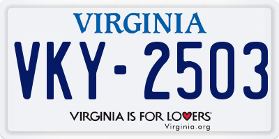 VA license plate VKY2503