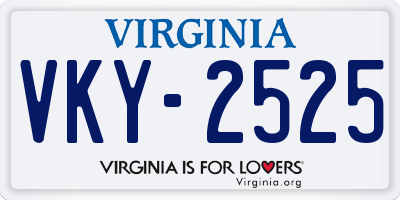VA license plate VKY2525