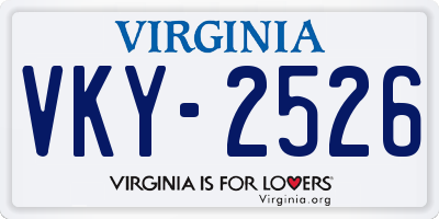 VA license plate VKY2526