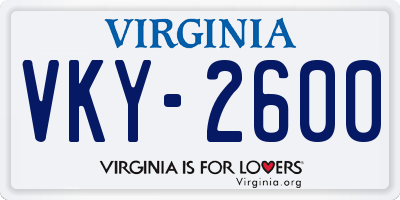 VA license plate VKY2600