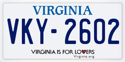 VA license plate VKY2602