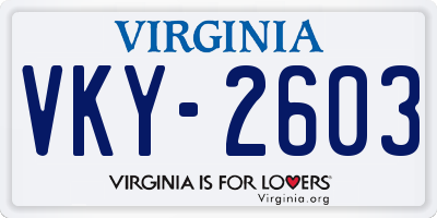 VA license plate VKY2603