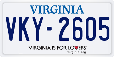 VA license plate VKY2605