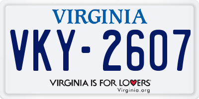 VA license plate VKY2607