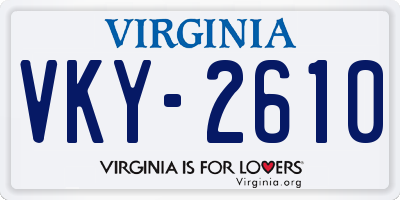 VA license plate VKY2610